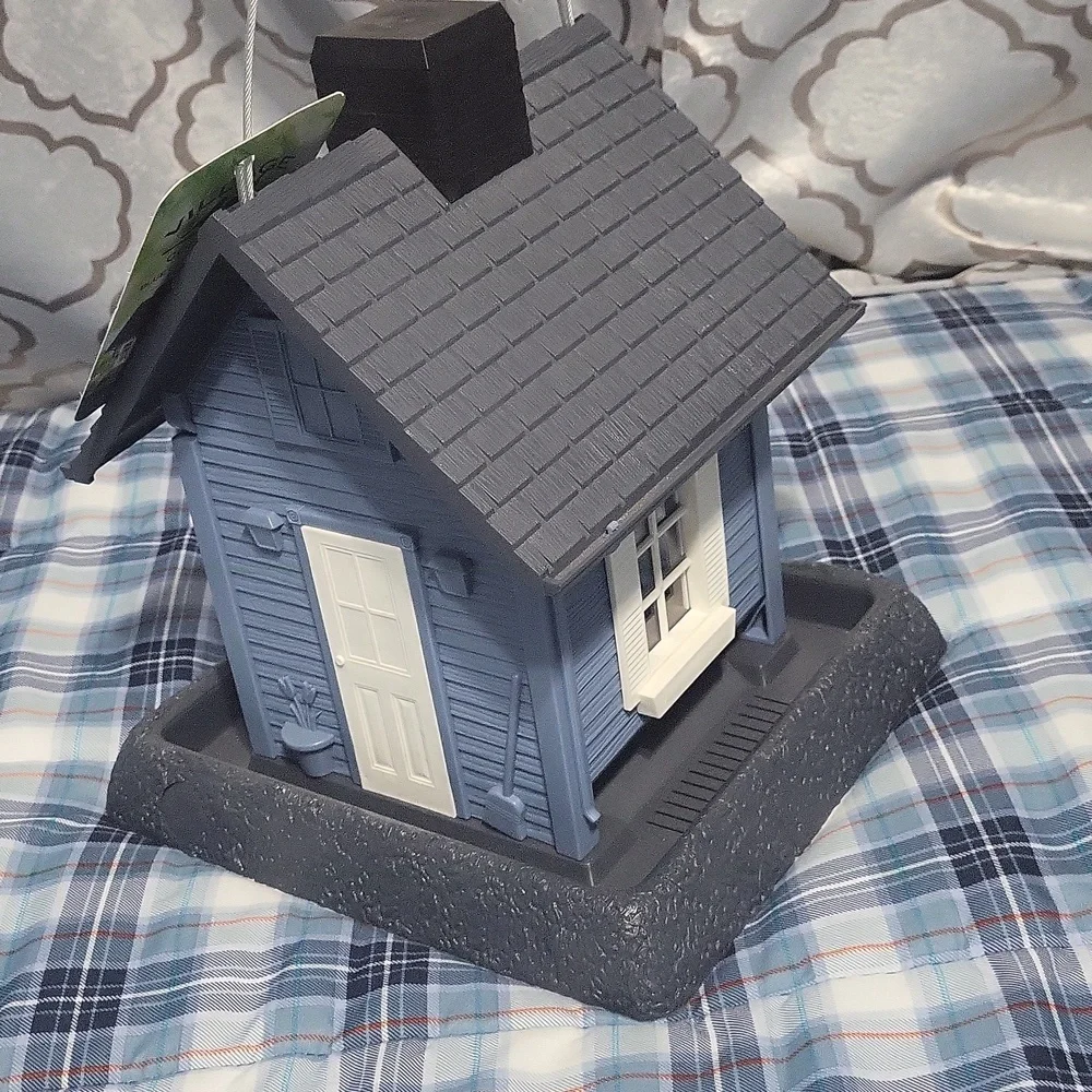 Blue cottage house birdfeeder NWT Village Collection blue gray NEW
